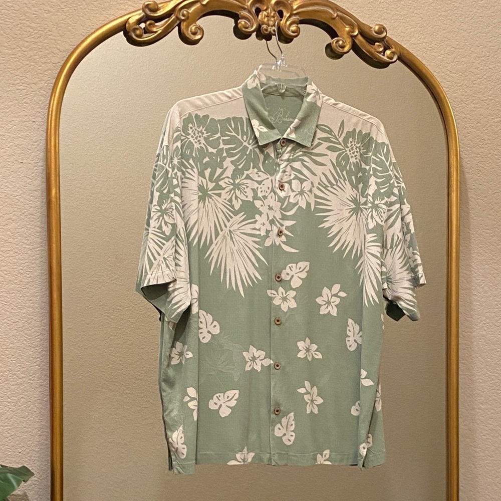 Tommy Bahama Green and White Tropical Button-Down Shirt - Picture 3 of 8